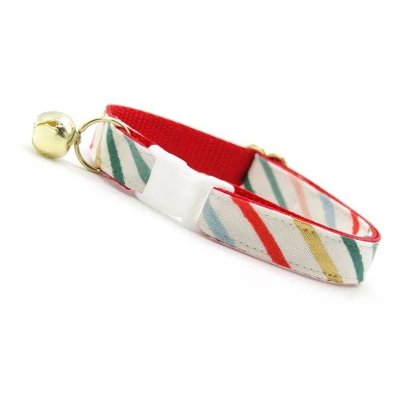 MADE BY CLEO Merry Stripes Breakaway Collar, KITTEN size